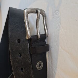 Levi's| Mens Black Leather Belt Silver Square Buckle Dress Office Sz.L/XL